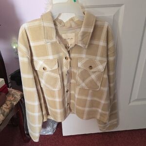 Thread & Supply Beige Plaid Blazer